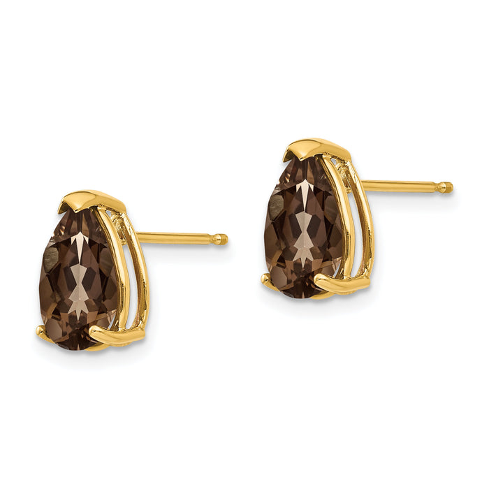 14k 10x7 Pear Smoky Quartz Earrings-XE83SQ