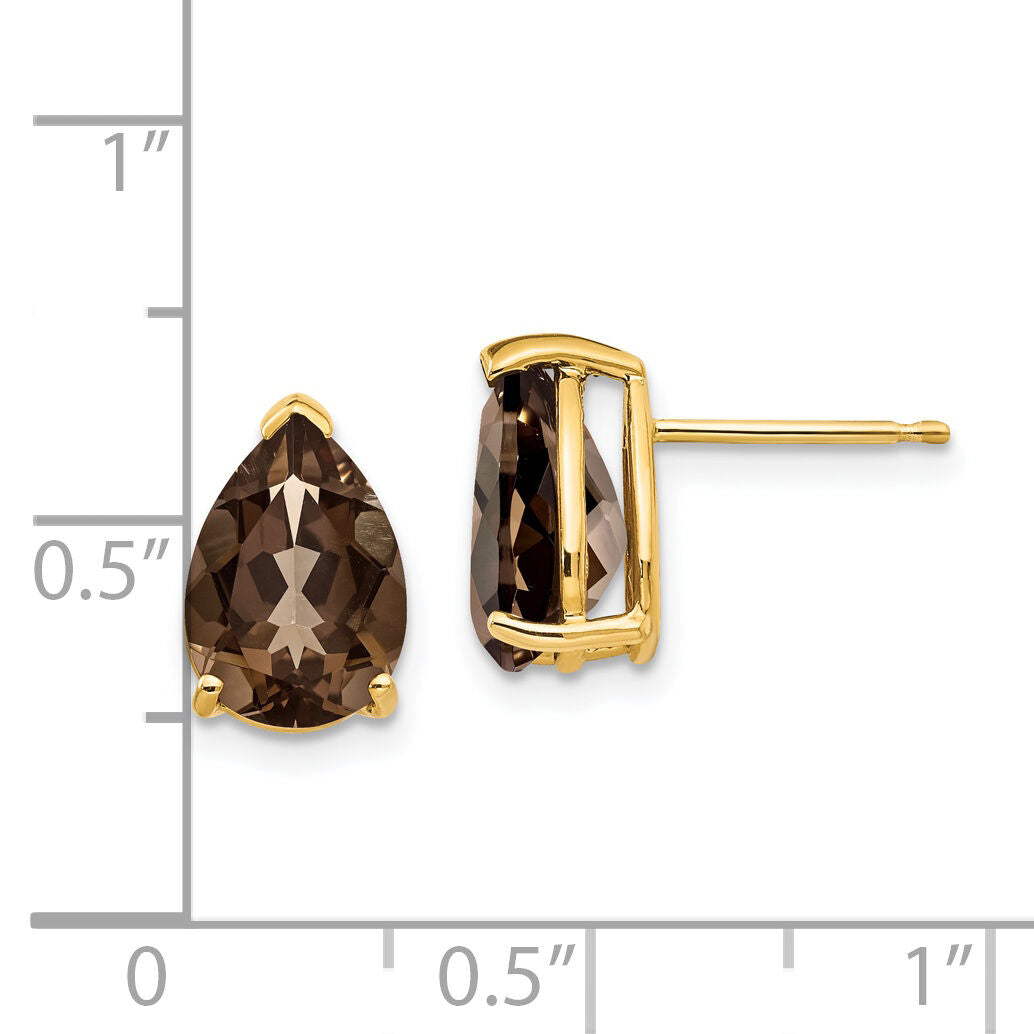 14k 10x7 Pear Smoky Quartz Earrings-XE83SQ