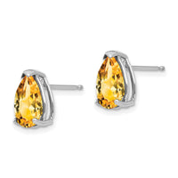 14k White Gold 10x7mm Pear Citrine Earrings-XE83WCI