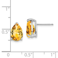 14k White Gold 10x7mm Pear Citrine Earrings-XE83WCI