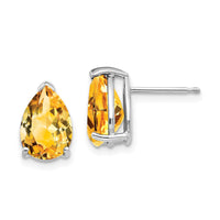 14k White Gold 10x7mm Pear Citrine Earrings-XE83WCI