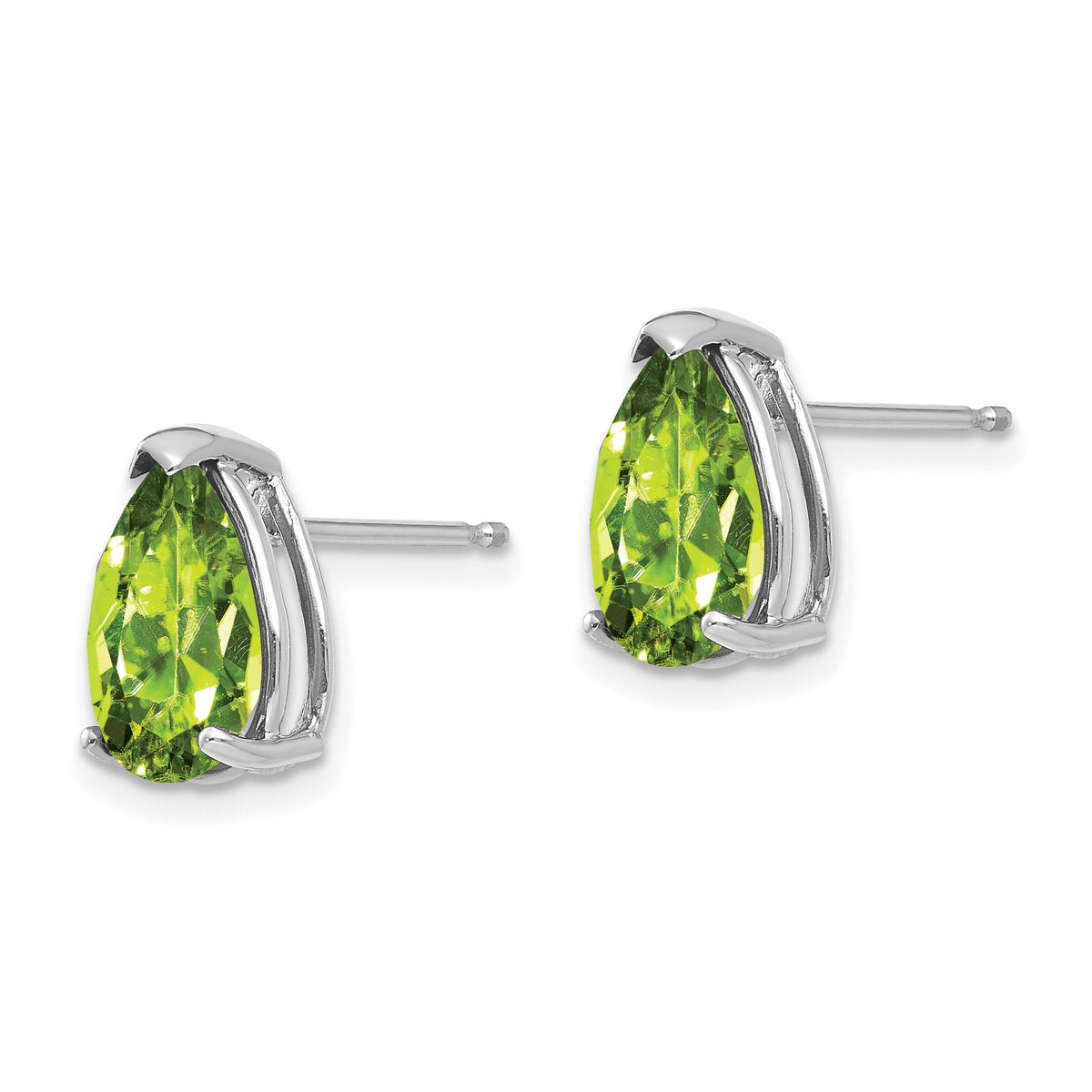 14k White Gold 10x7mm Pear Peridot Earrings-XE83WPE