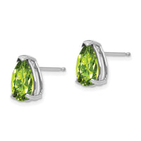 14k White Gold 10x7mm Pear Peridot Earrings-XE83WPE