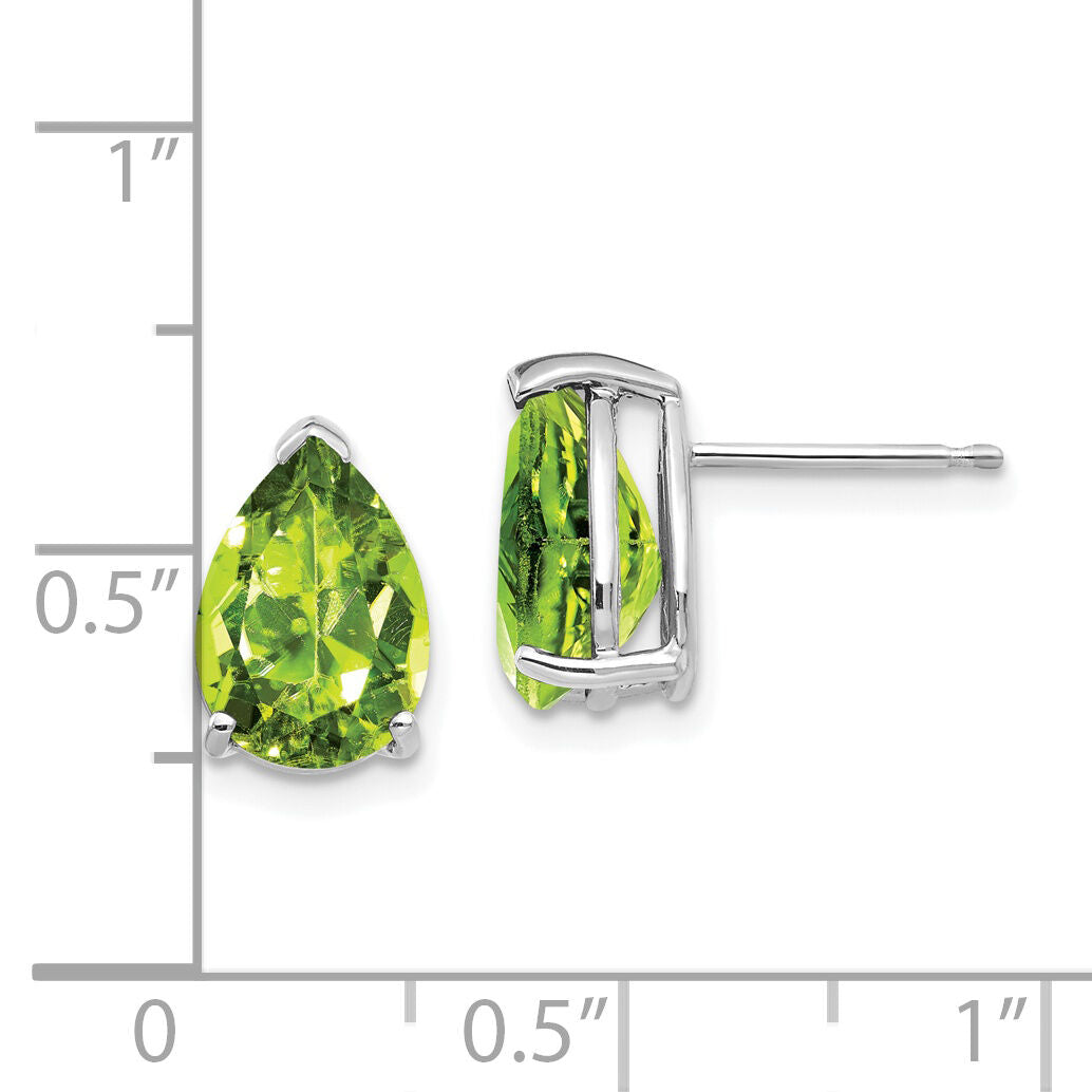 14k White Gold 10x7mm Pear Peridot Earrings-XE83WPE