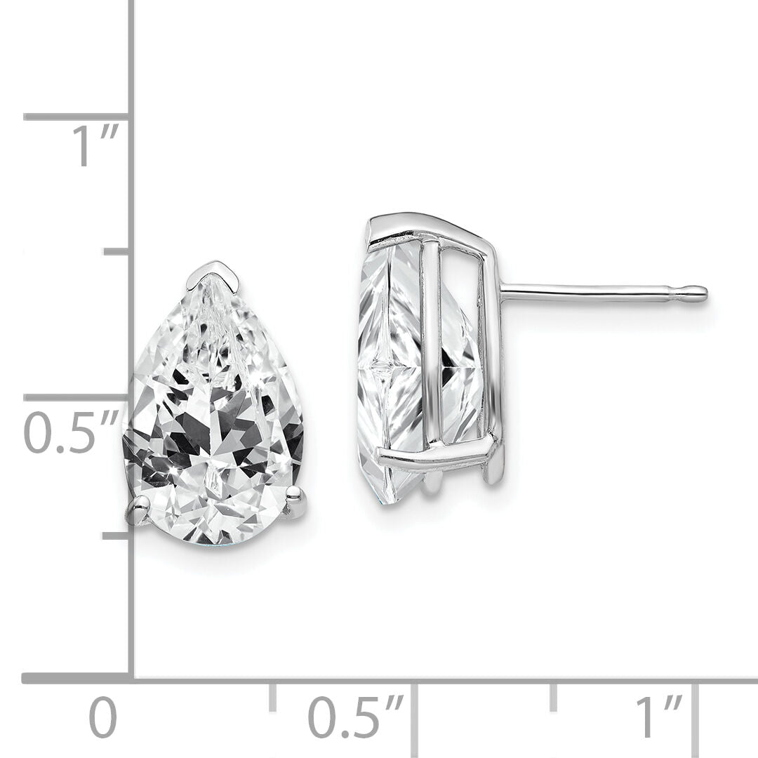 14k White Gold 12x8mm Pear Cubic Zirconia Earrings-XE84WCZ