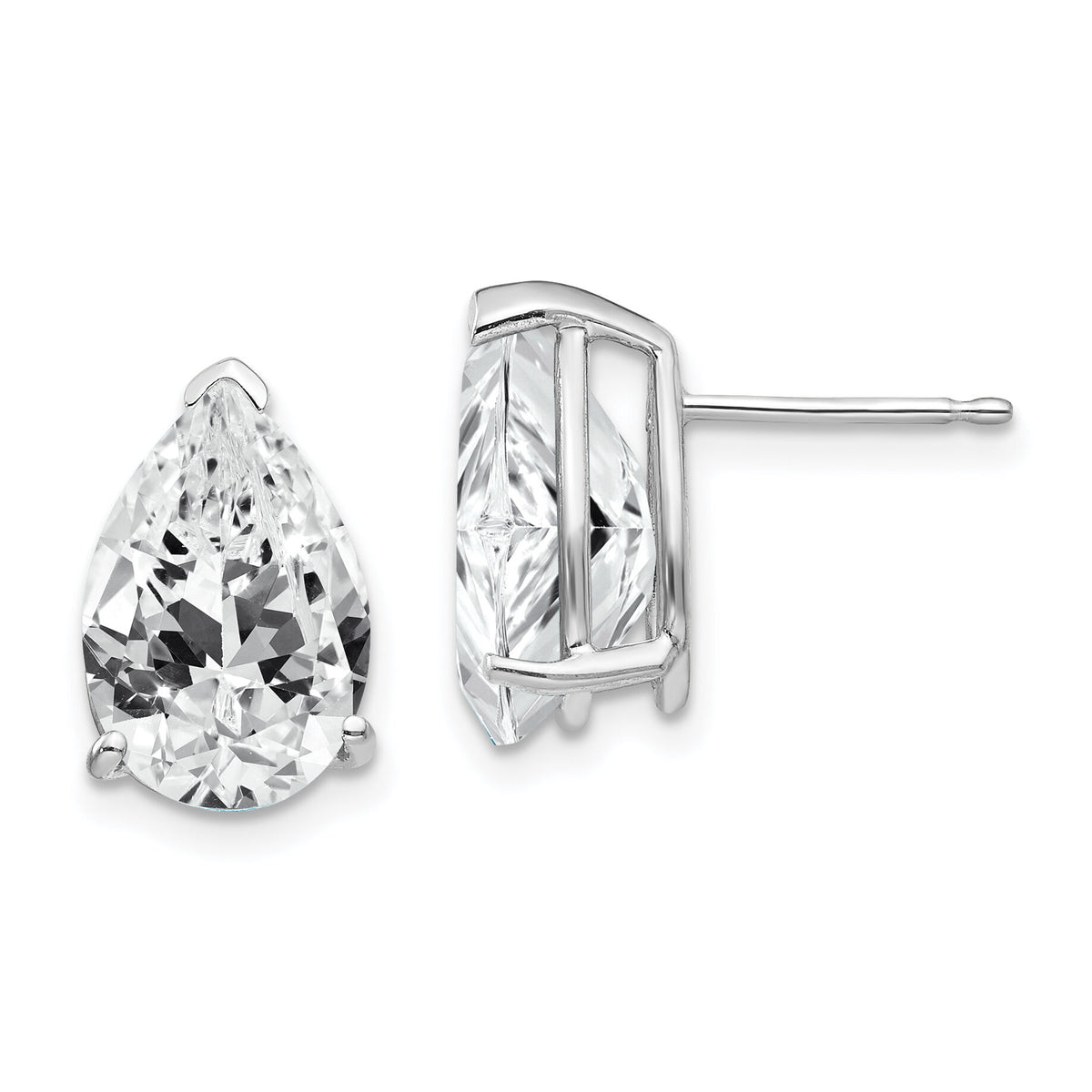 14k White Gold 12x8mm Pear Cubic Zirconia Earrings-XE84WCZ