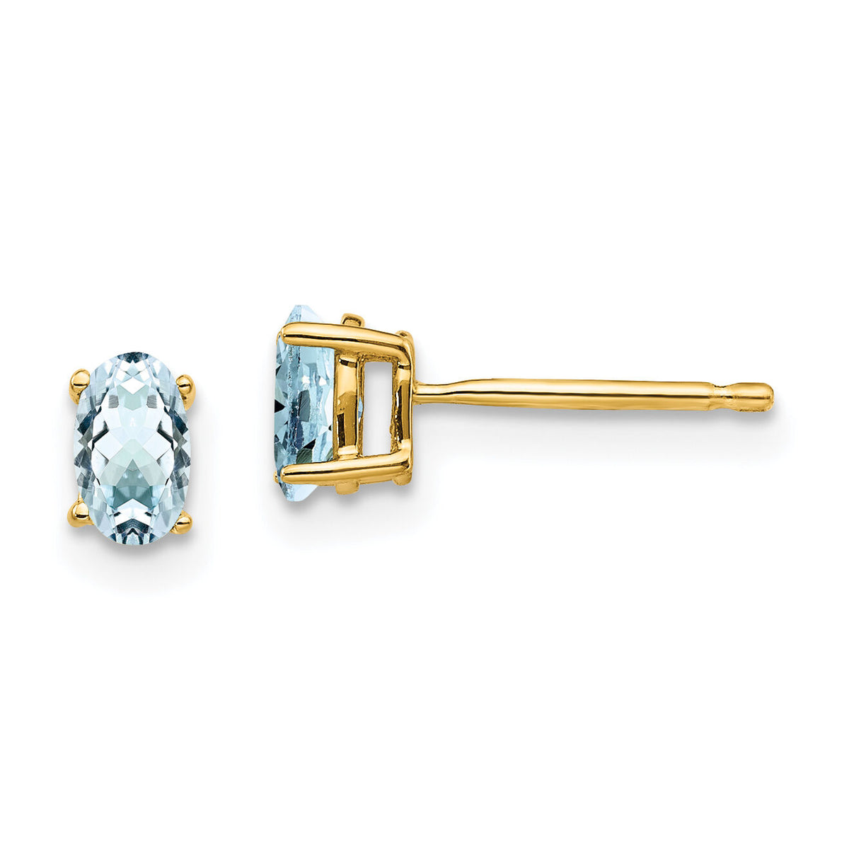 14k Aquamarine Post Earrings-XE85AQ-B