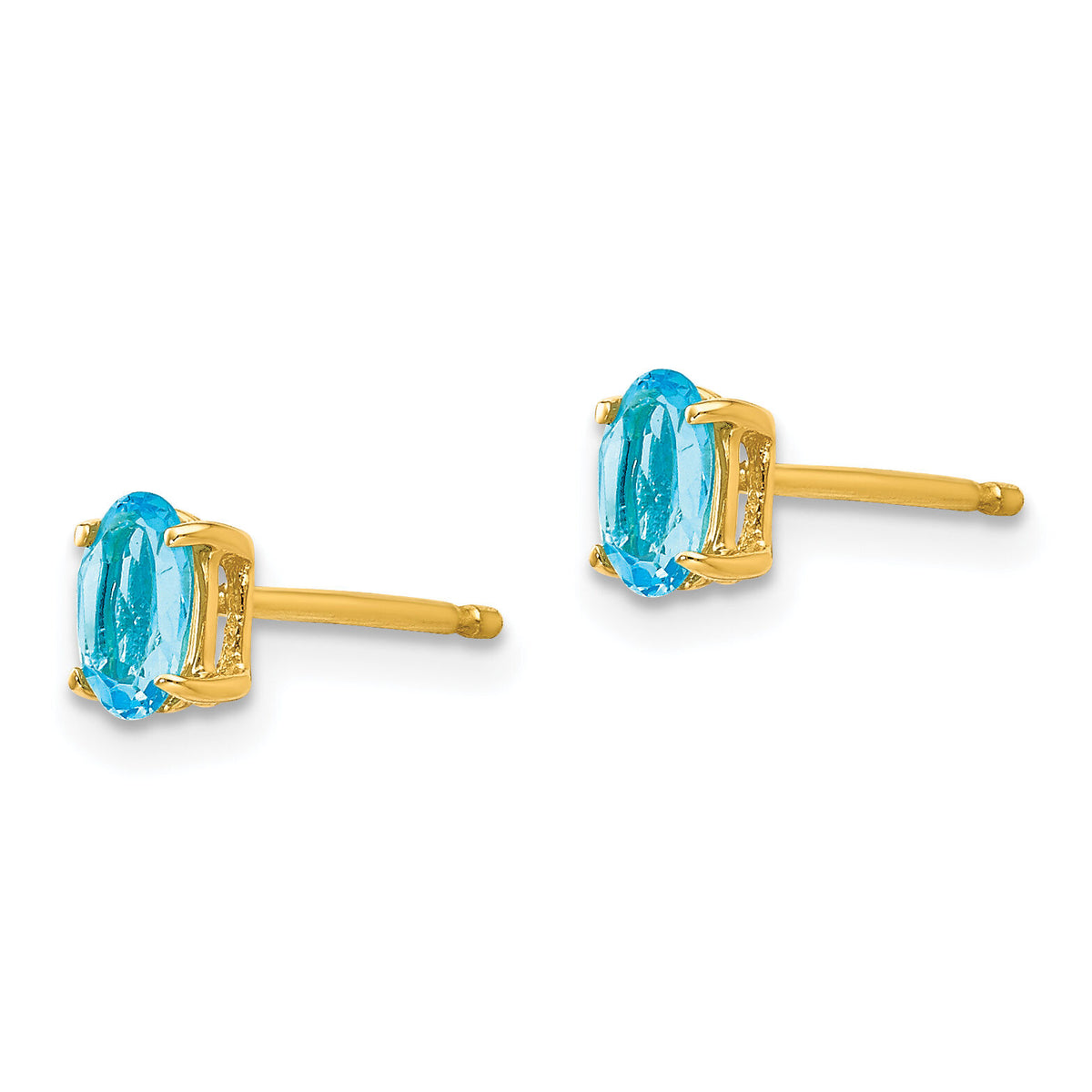 14k 5x3mm Oval Blue Topaz earring-XE85BT