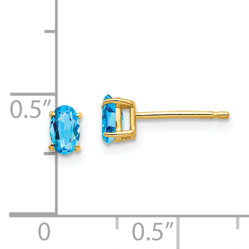 14k 5x3mm Oval Blue Topaz earring-XE85BT