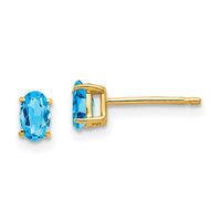 14k 5x3mm Oval Blue Topaz earring-XE85BT