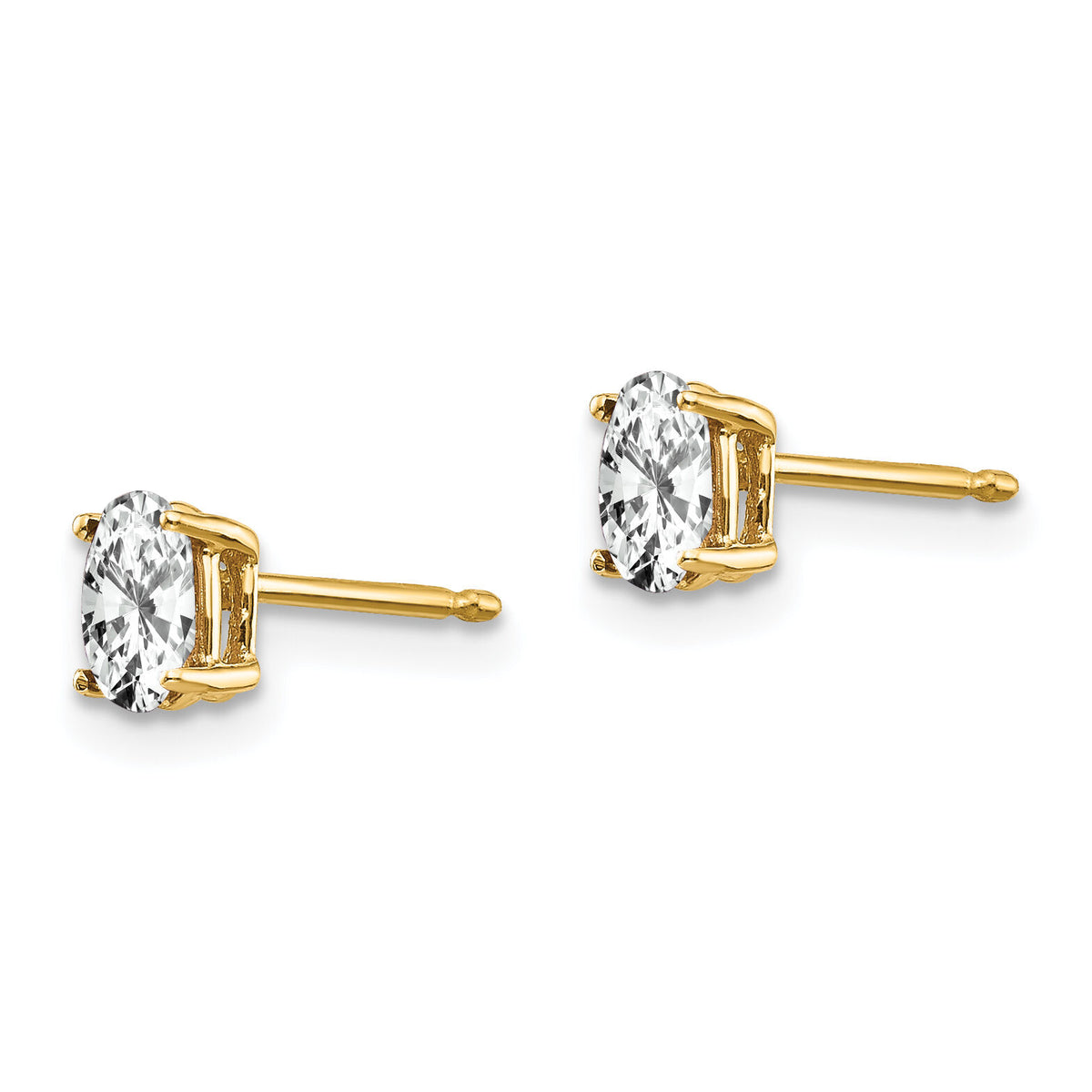 14k 5x3mm Oval Cubic Zirconia Earrings-XE85CZ