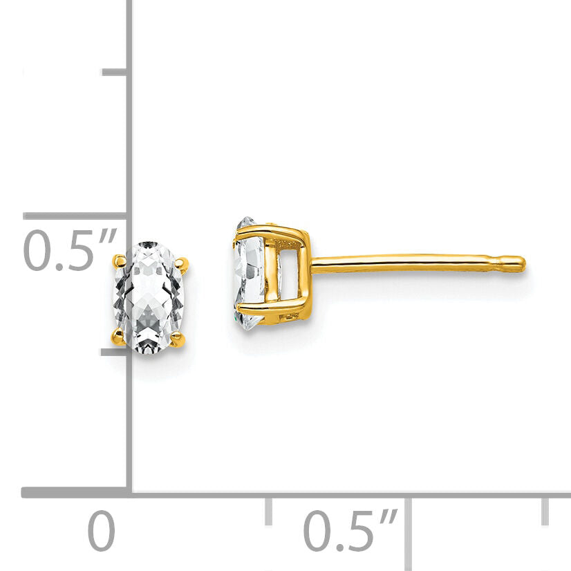14k 5x3mm Oval Cubic Zirconia Earrings-XE85CZ