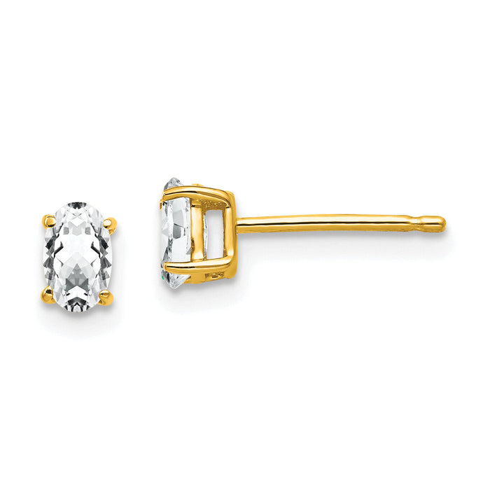 14k 5x3mm Oval Cubic Zirconia Earrings-XE85CZ