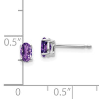 14k White Gold 5x3mm Oval Amethyst Earrings-XE85WAM