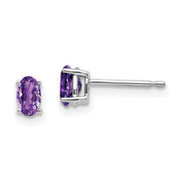 14k White Gold 5x3mm Oval Amethyst Earrings-XE85WAM