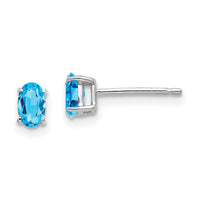 14k White Gold 5x3mm Oval Blue Topaz Earrings-XE85WBT