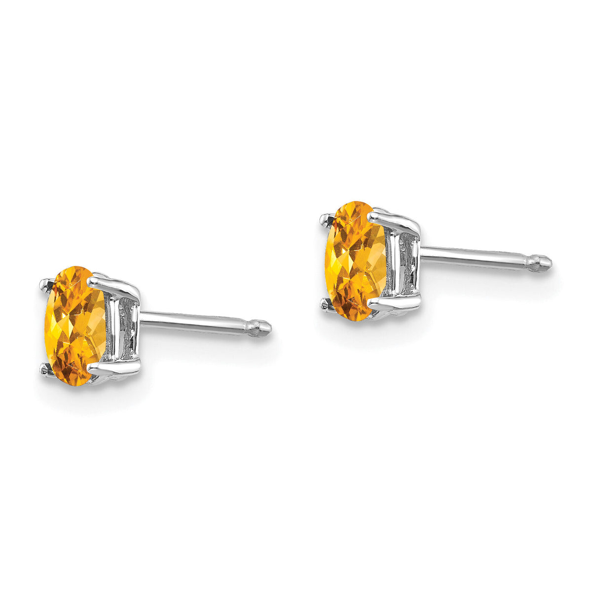 14k White Gold 5x3mm Oval Citrine Earrings-XE85WCI
