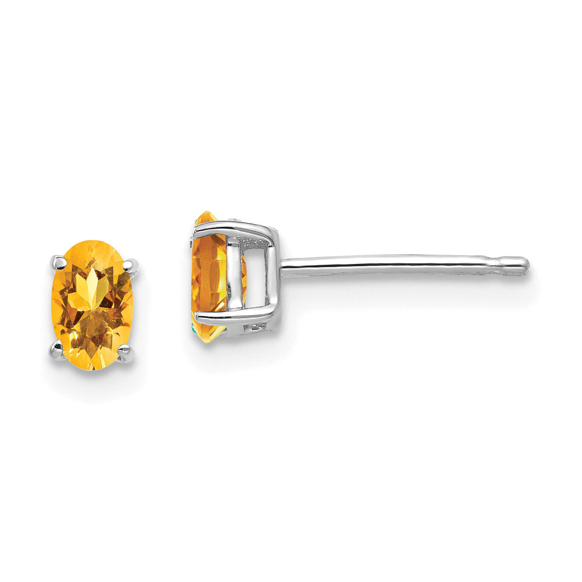 14k White Gold 5x3mm Oval Citrine Earrings-XE85WCI