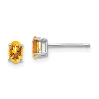 14k White Gold 5x3mm Oval Citrine Earrings-XE85WCI