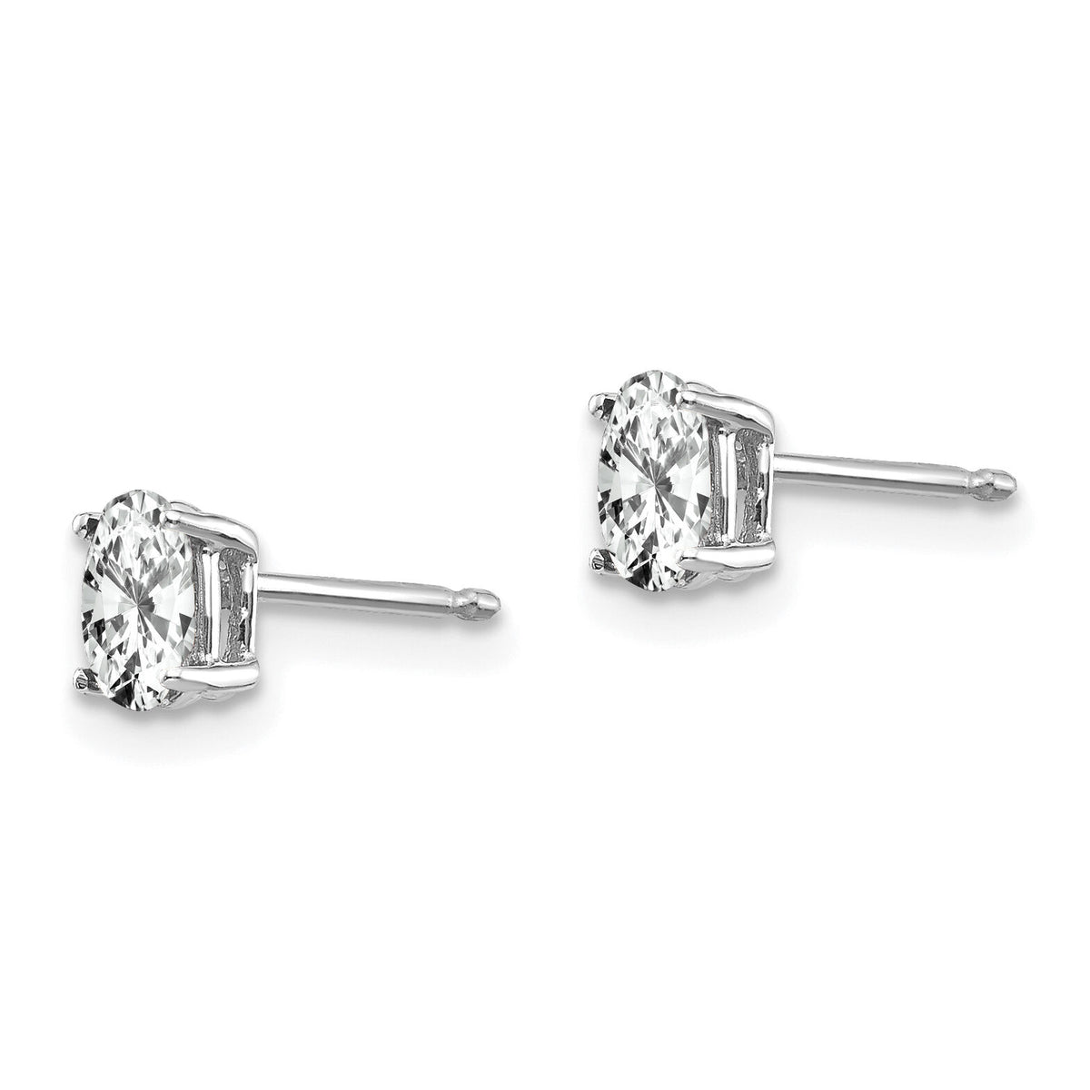 14k White Gold 5x3mm Oval Cubic Zirconia Earrings-XE85WCZ