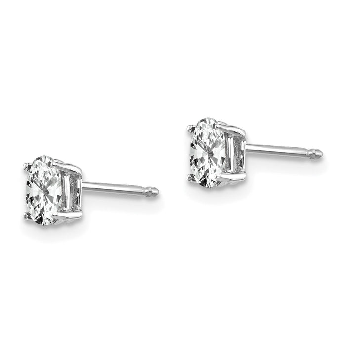14k White Gold 5x3mm Oval Cubic Zirconia Earrings-XE85WCZ