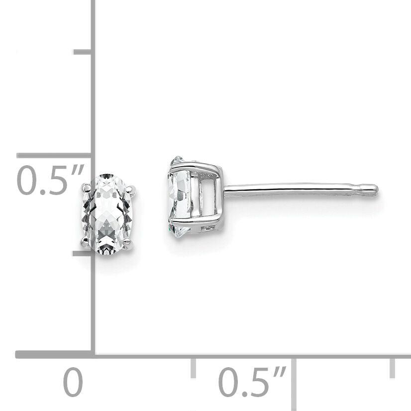 14k White Gold 5x3mm Oval Cubic Zirconia Earrings-XE85WCZ