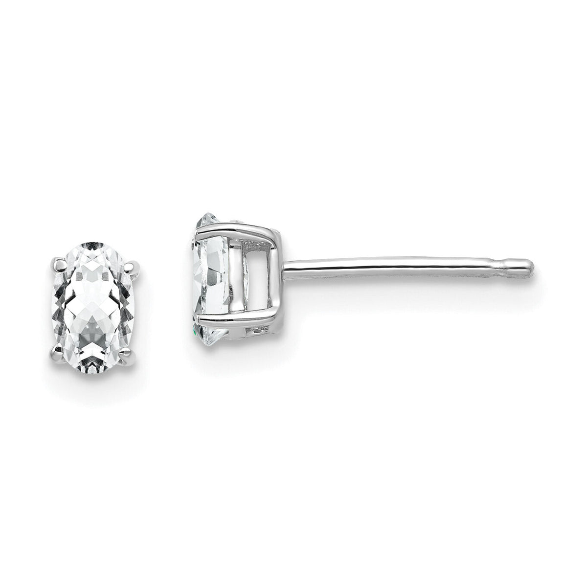 14k White Gold 5x3mm Oval Cubic Zirconia Earrings-XE85WCZ