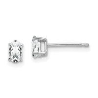 14k White Gold 5x3mm Oval Cubic Zirconia Earrings-XE85WCZ