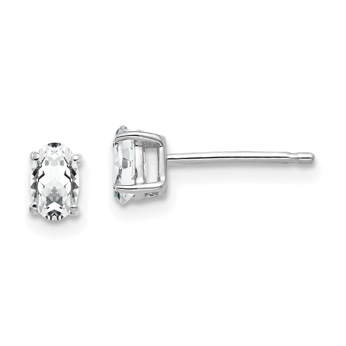 14k White Gold 5x3mm Oval Cubic Zirconia Earrings-XE85WCZ