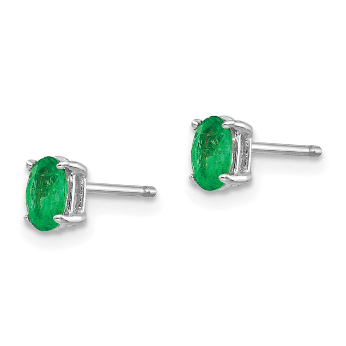 14k White Gold Emerald Earrings-XE85WE-B
