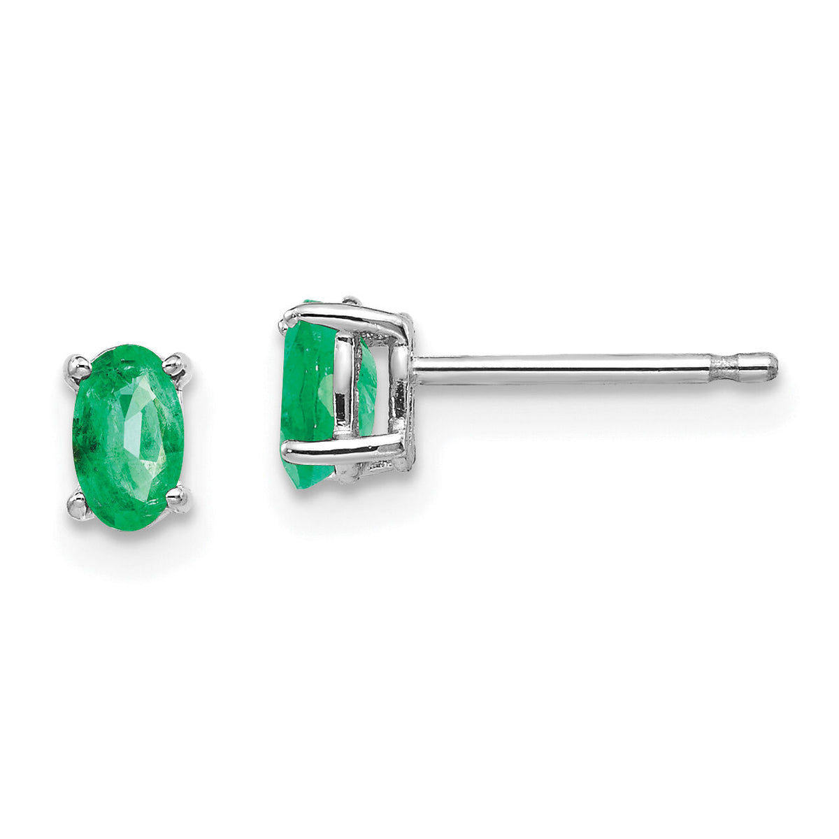 14k White Gold Emerald Earrings-XE85WE-B