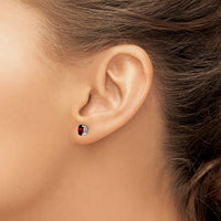 14k White Gold 5x3mm Oval Garnet Earrings-XE85WGA