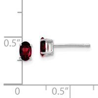 14k White Gold 5x3mm Oval Garnet Earrings-XE85WGA