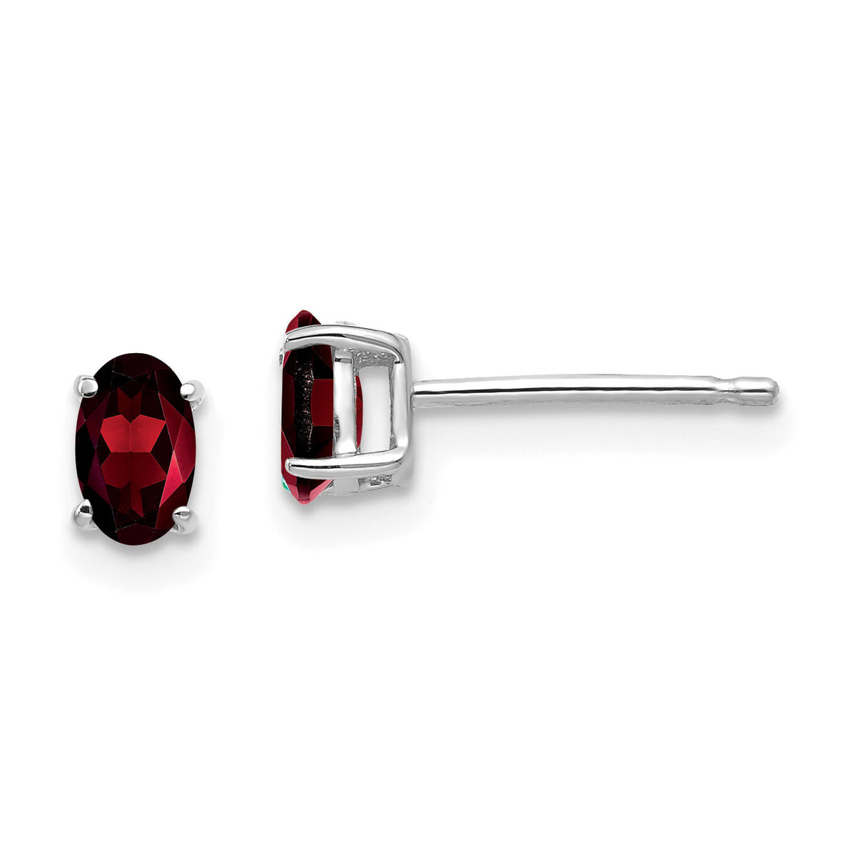 14k White Gold 5x3mm Oval Garnet Earrings-XE85WGA