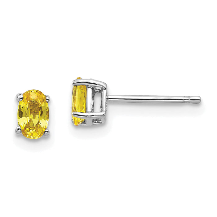 14k White Gold Yellow Sapphire Earrings-XE85WYS-B