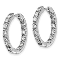 14k White Gold AA Diamond Hinged Hoop Earrings-XE866WAA