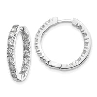 14k White Gold AA Diamond Hinged Hoop Earrings-XE866WAA