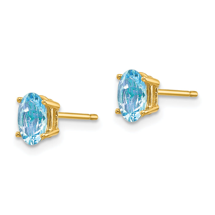 14k Aquamarine Post Earrings-XE86AQ-B