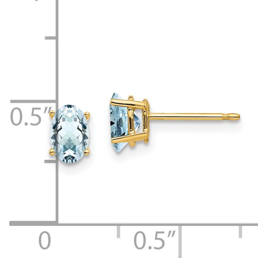 14k Aquamarine Post Earrings-XE86AQ-B