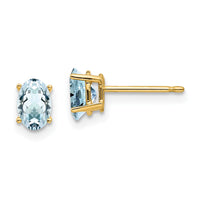 14k Aquamarine Post Earrings-XE86AQ-B