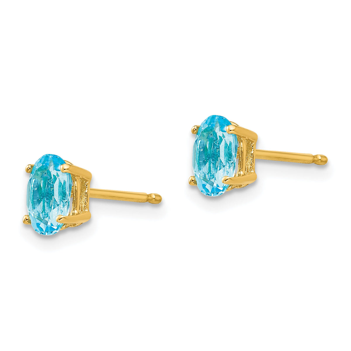 14k 6x4mm Oval Blue Topaz Earrings-XE86BT