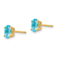 14k 6x4mm Oval Blue Topaz Earrings-XE86BT