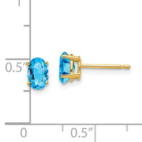14k 6x4mm Oval Blue Topaz Earrings-XE86BT