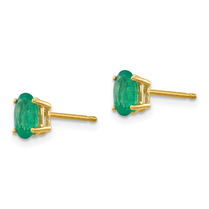 14k Emerald Post Earrings-XE86E-B