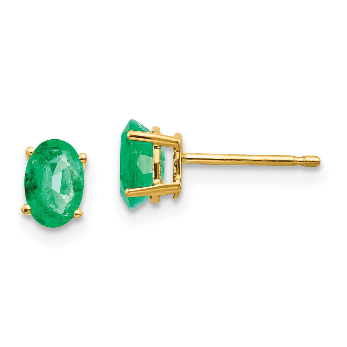 14k Emerald Post Earrings-XE86E-B