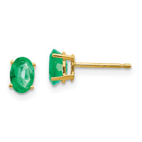 14k Emerald Post Earrings-XE86E-B