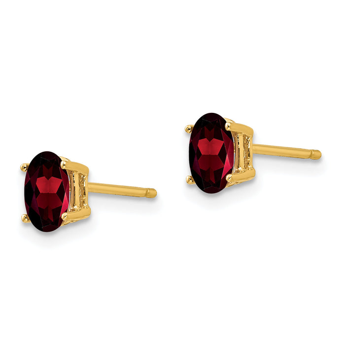 14k 6x4mm Oval Garnet Earrings-XE86GA