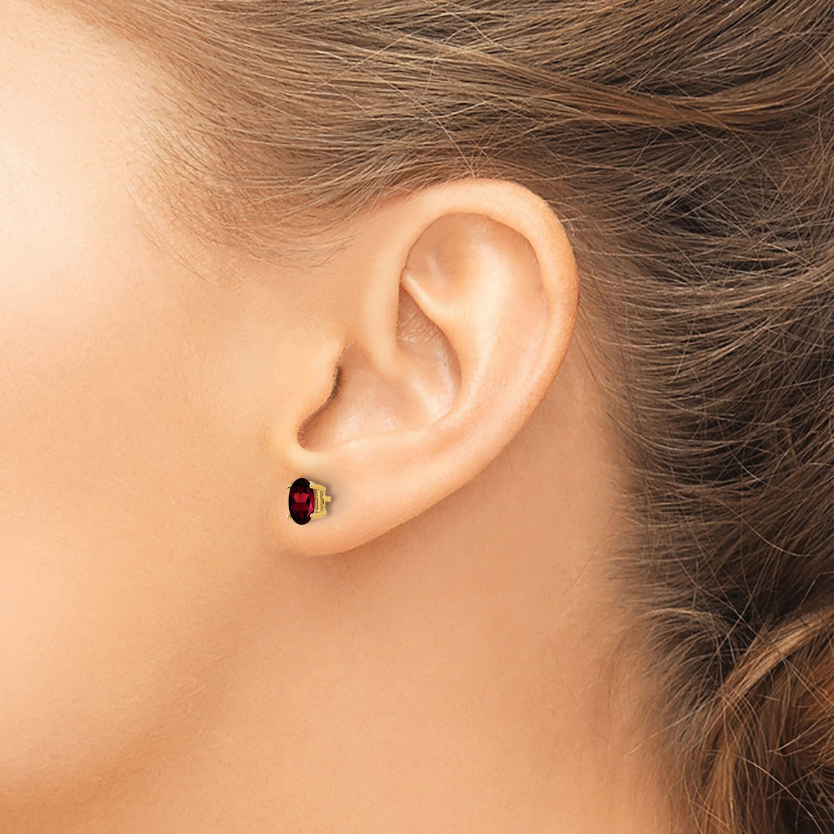 14k 6x4mm Oval Garnet Earrings-XE86GA