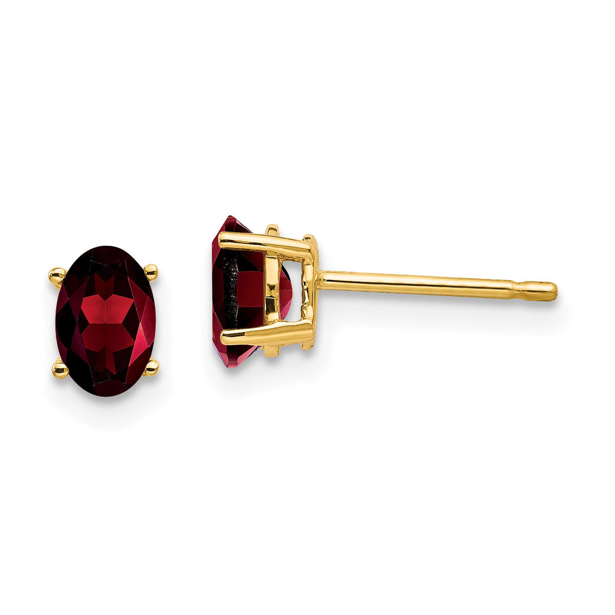 14k 6x4mm Oval Garnet Earrings-XE86GA