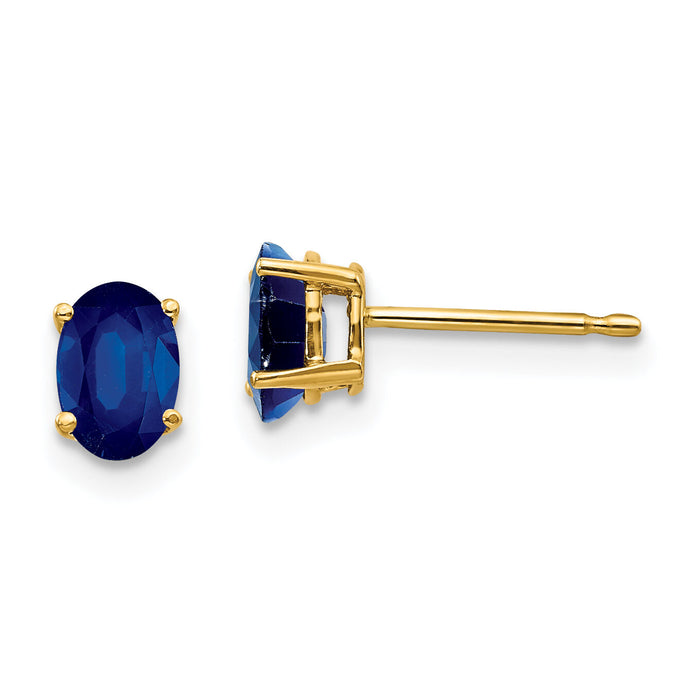 14k Sapphire Post Earrings-XE86S-B